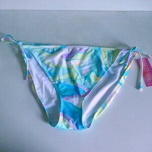 NWT Ninety Nine Degree blue aqua lavender orange marbled bikini bottoms size XXL